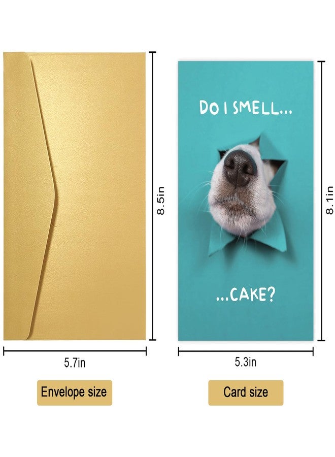 Obbyidk Funny Dog Birthday Cake Card, Cute Birthday Card from Dogs, Humor Dog Peeking Through Card, Do I Smell... Cake? - Image 2
