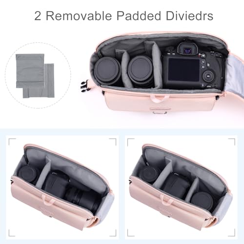 MOSISO Camera Shoulder Bag Case Crossbody Sling Purse DSLRSLRMirrorless Compact Padded Photography Handbag with Rain Cover Compatible with CanonNikonSony Cameras and Lenses Pink - Image 3