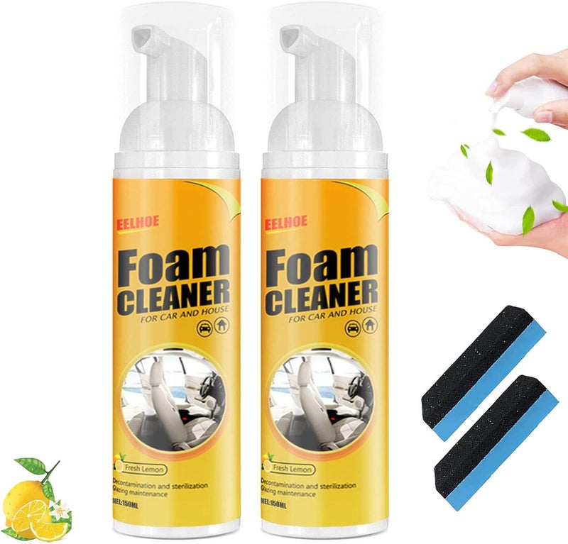 Multipurpose Foam Cleaner Spray, Atidottech Foam Cleaner, Interior Lemony Foam Cleaner, All-Purpose Household Cleaners For Car And Kitchen, Powerful Stain Removal Kit (150ML-2PCS) - Image 1
