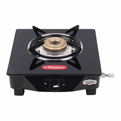 Khaitan 1B Gio Black Toughened Glass Manual Gas Stove (1 Burners) - Image 1