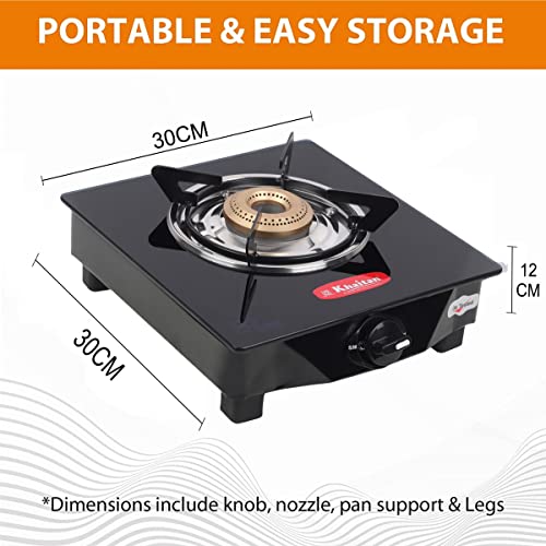 Khaitan 1B Gio Black Toughened Glass Manual Gas Stove (1 Burners) - Image 3