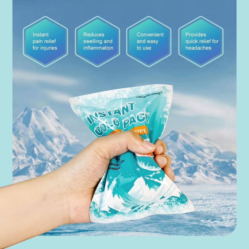General Medi Instant Ice Cold Pack 4x 55 50 Packs Disposable Cold Therapy Ice Packs for Pain Relief Swelling Inflammation Sprains Toothache for Athletes Outdoor Activities - Image 3