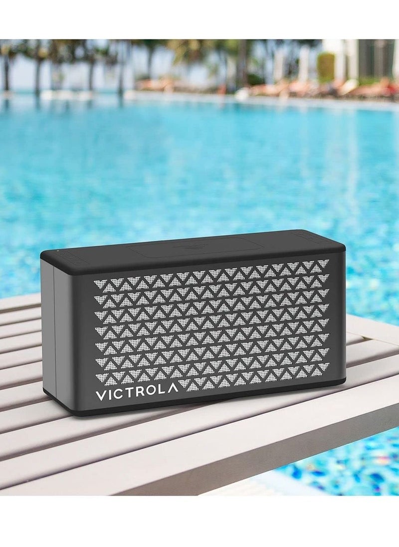 VICTROLA Victrola Music Edition 2 Tabletop Bluetooth Speaker Portable IP67 Water and Dust Resistant 20 Hour Battery Life Multi-Speaker Pairing Premium Sound and Passive Bass Radiator Black  - Image 5