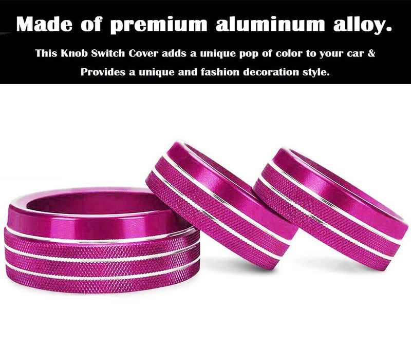 Auprite أغطية مقابض التحكم في المناخ من لملحقات تشالنجر 2015-2023 2024، لدودج تشارجر 2015-2023 2024، لدودج كرايسلر 300/300s 2015-2024، مجموعة 3 قطع (وردي) - Image 5