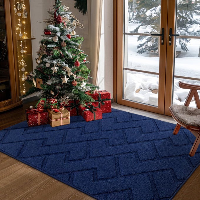 FRONT DOOR MAT OUTSIDE ENTRANCE36X59 ABSORBENT MUDDY DIRT RESIST WELCOME DOOR MATS OUTDOOR INDOORSTAIN AND FADE RESISTANTNON SLIP BACKING ENTRY MAT DOORMAT FOR ENTRYWAYNAVY BLUE
