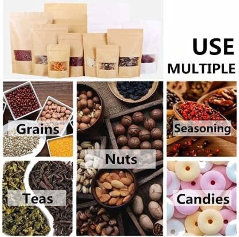 E Sko ESKO Stand Up Ziplock Pouch - Reusable, Airtight Kraft Paper Storage (Brown) | 100X150 (Pack Of 25), 10 x 15 Cm - Image 3