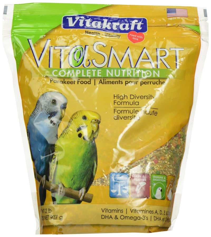 Vitakraft Vita Smart Gourmet Parakeet Food - Vitamin-Fortified - Daily Pet Bird Food 2 Pound (Pack of 1) - Image 1