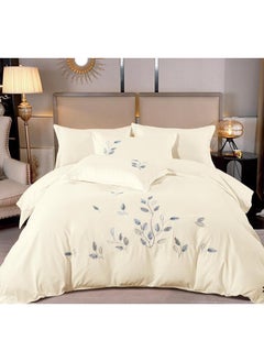 Comfy Comfy 6pc Embroidered Premium Quality Pure Cotton King Size Comforter Set Cream 11 