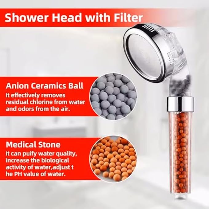 Aishini Hand Held Shower Filter with Mineral Stones  3 Mode Spray  2 Extra Refill  1 Travel Bag for Healthy Skin  Hair  Water Saving Filter Purifies Water  Remove Chlorine - Image 4