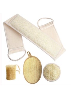 Loofa Body Scrubber - 4 Pcs Exfoliating Loofah Back Scrubber Natural Luffa Shower Bath Sponge Exfoliating Washcloth Face Scrubber Pad For Deep Clean & Invigorate Your Skin