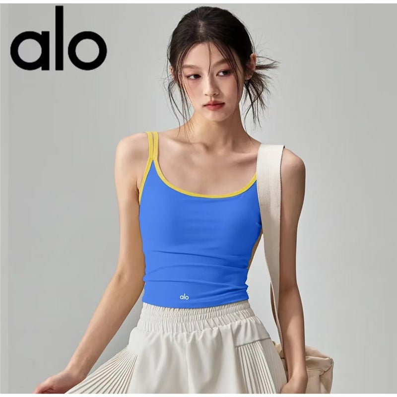 Fitness Girl Summer Yoga Vest with Chest Pad Slimming Pilates Top