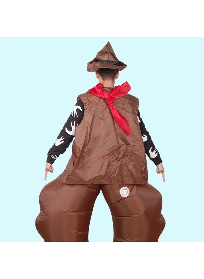 Funny Costume Funny Cartoon Doll Costume Party Party West Denim Gunman Dress Up Inflatable Clothes Pants-Color:Western Cowboy—adult  - Image 5