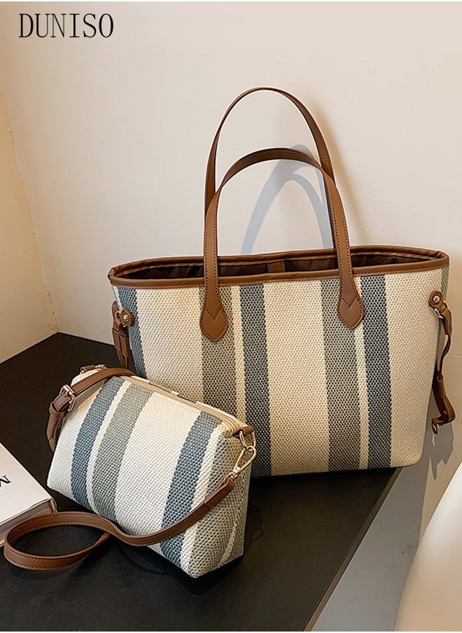 DUNISO - Women's Fashion Shoulder Tote Bag Faux Leather Crossbody Bag Set For Women Large Capacity Bucket Bag Fashionable Travel Messenger Shoulder Bag For Ladies - Image 1