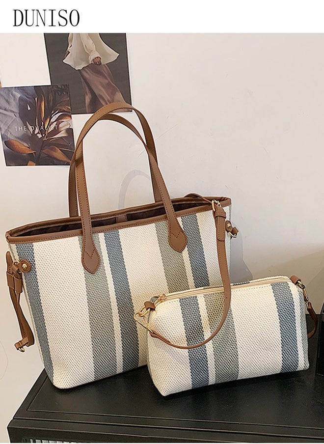 DUNISO - Women's Fashion Shoulder Tote Bag Faux Leather Crossbody Bag Set For Women Large Capacity Bucket Bag Fashionable Travel Messenger Shoulder Bag For Ladies - Image 1