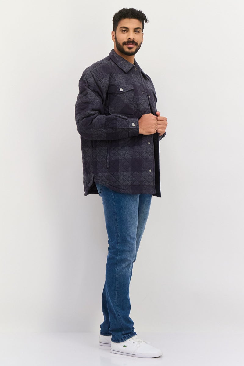 Silver Jeans Co Men Quilted Jacket Shirt, Charcoal - Image 2