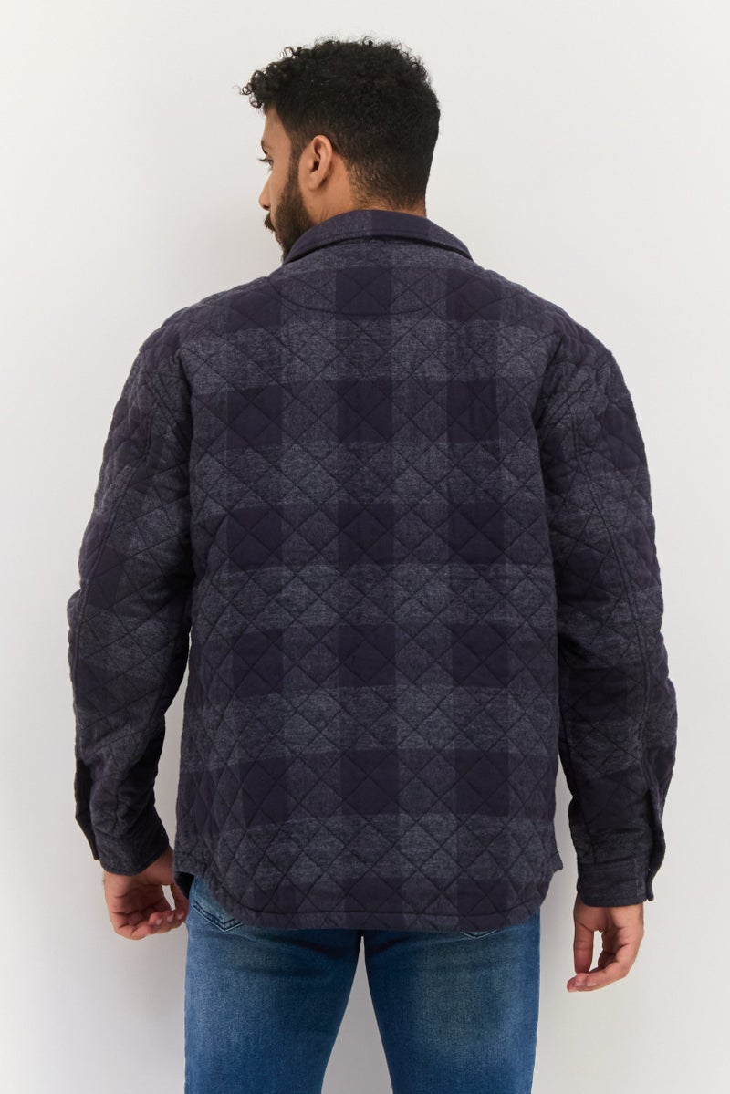 Silver Jeans Co Men Quilted Jacket Shirt, Charcoal - Image 3