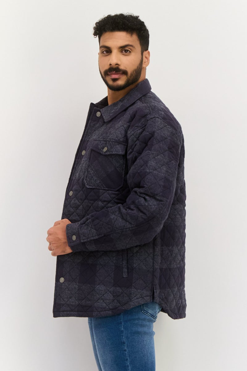 Silver Jeans Co Men Quilted Jacket Shirt, Charcoal - Image 4