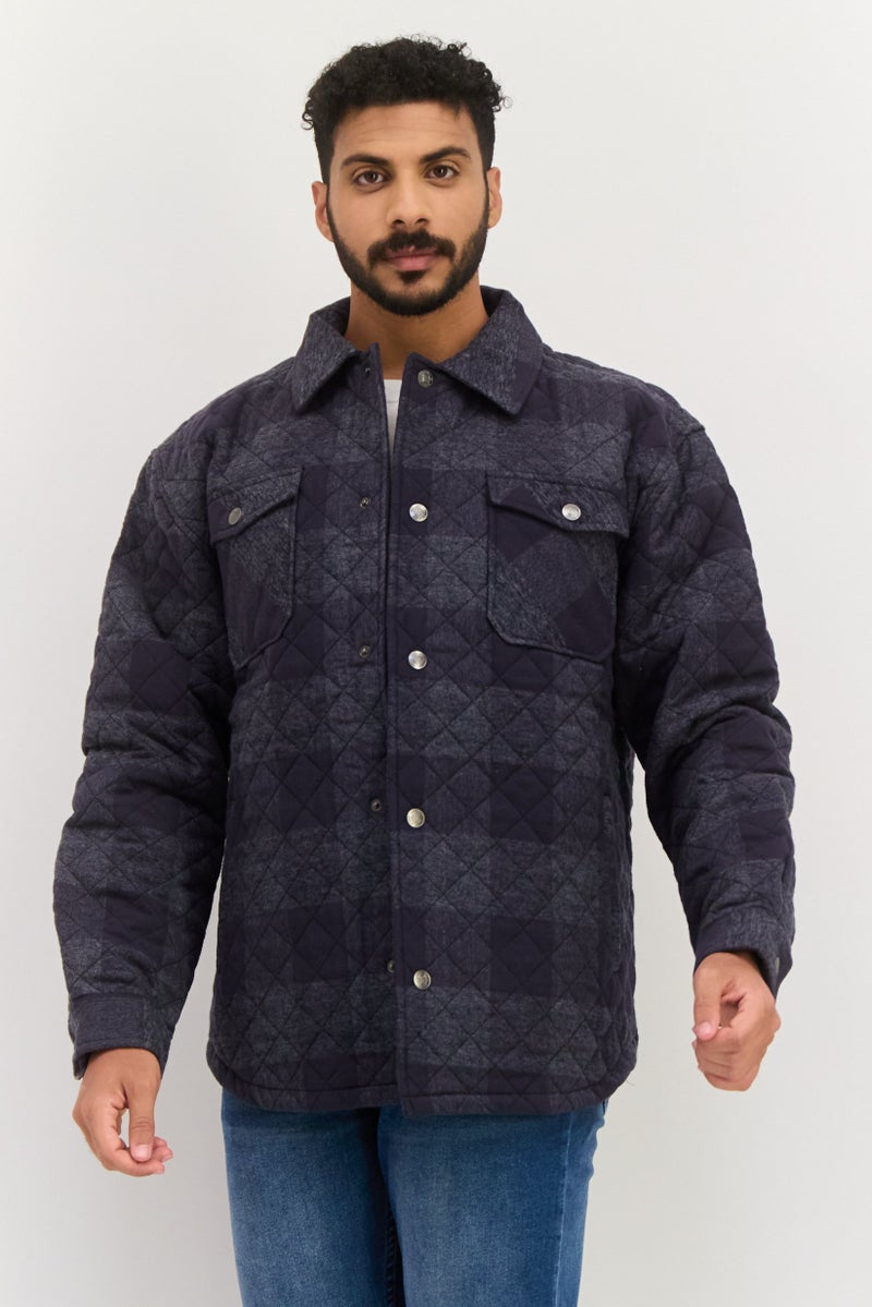 Silver Jeans Co Men Quilted Jacket Shirt, Charcoal - Image 1