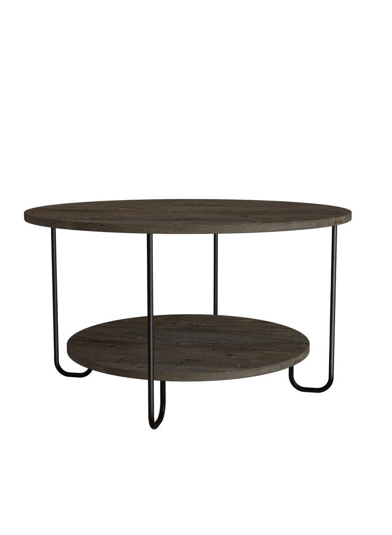 Mourah Home Corro Modern Round Coffee Table Centre Table For Living Room Office Industrial Sofe Table With Metal Legs Versatile Design| For Small Spaces Living Room Bedroom|45X80X80Cm | Dark Brown- 2 Years Warranty - Image 4