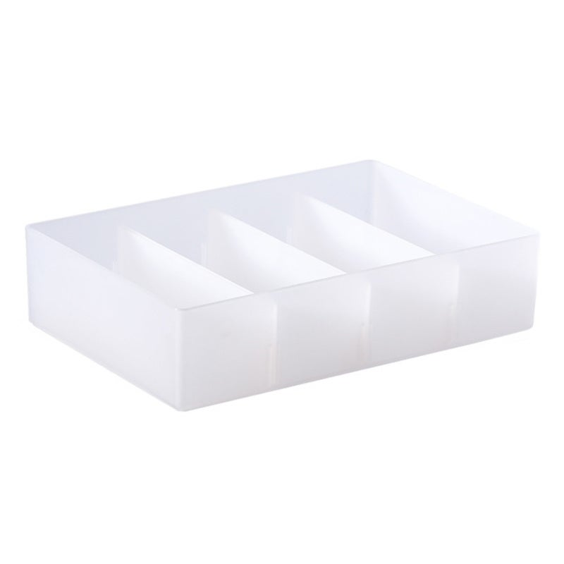 4 Section Drawer Organizer Tray with Removable Partition Stackable Translucent Plastic Divided Organizer Bins for Office Desktop Large - Image 4