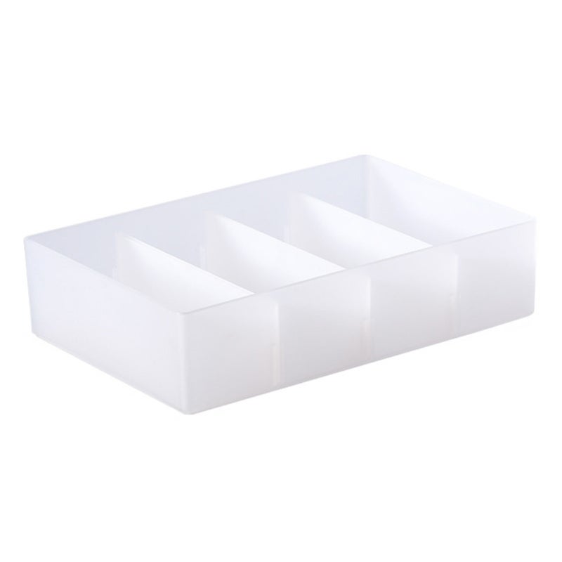 4 Section Drawer Organizer Tray with Removable Partition Stackable Translucent Plastic Divided Organizer Bins for Office Desktop Large - Image 1