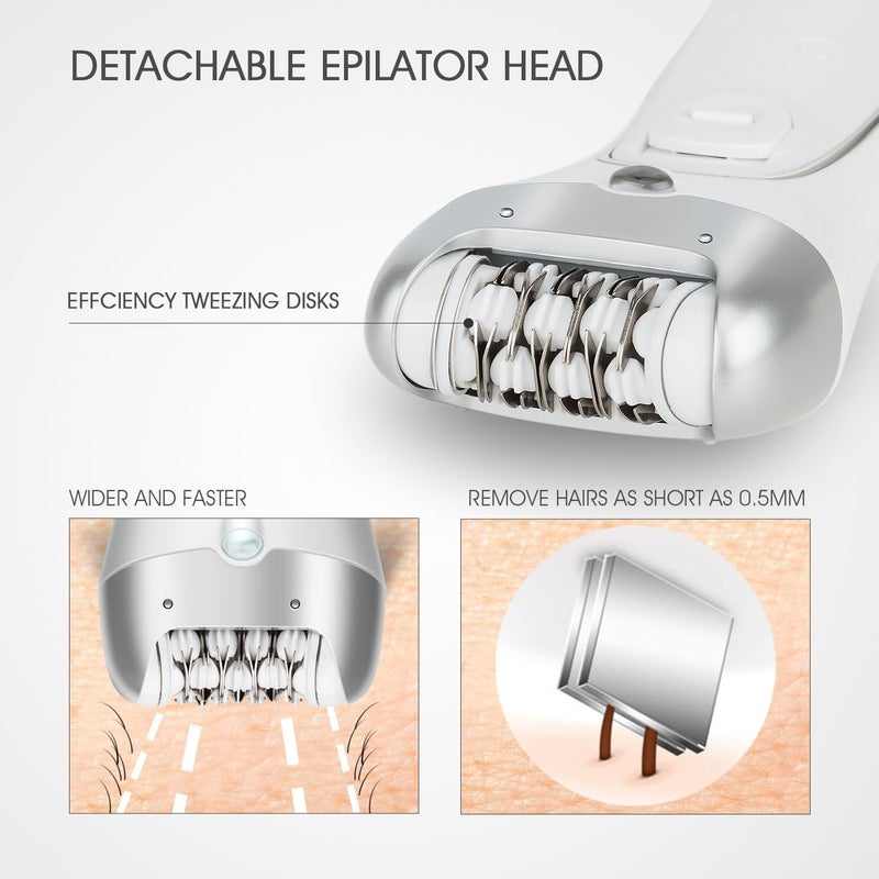 Hangsun Epilators for Women 2 in 1 Cordless Epilator and Electric Lady Shaver F230 Rechargeable Hair Removal Kit for Face Bikini Leg Arms - Image 3