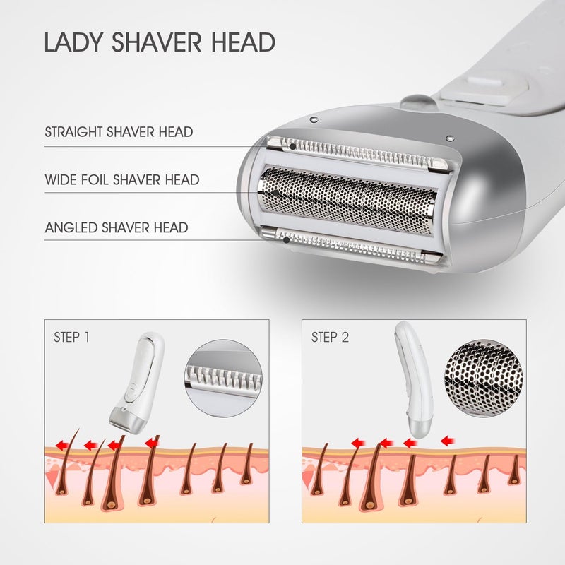Hangsun Epilators for Women 2 in 1 Cordless Epilator and Electric Lady Shaver F230 Rechargeable Hair Removal Kit for Face Bikini Leg Arms - Image 4