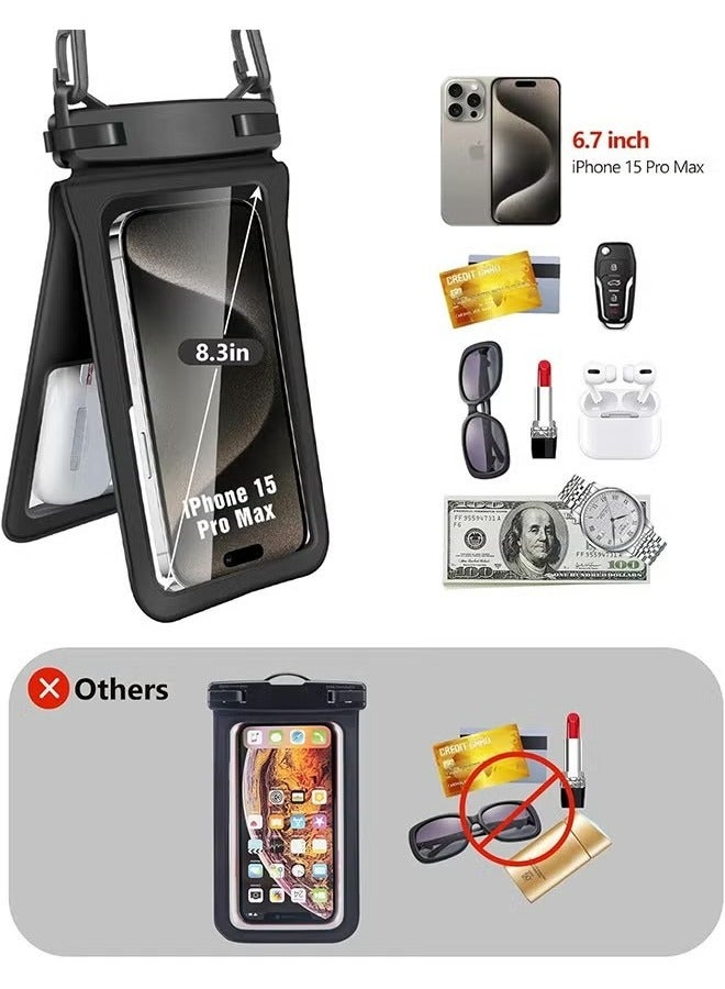 X-level Double Space Waterproof Bag Case Cover for Phone, Waterproof Phone Lanyard Case with iPhone 15/14/13/12 Pro Max, Phone Waterproof Pouch for Vacation Beach Pool Kayak Cruise Travel Essentials - Image 2