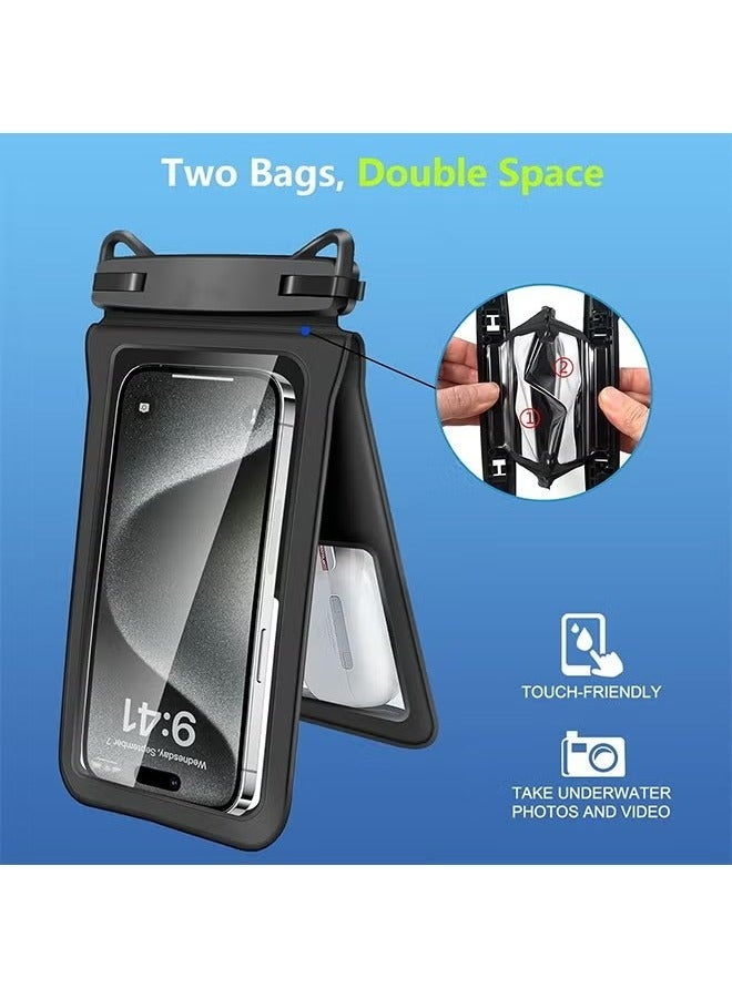 X-level Double Space Waterproof Bag Case Cover for Phone, Waterproof Phone Lanyard Case with iPhone 15/14/13/12 Pro Max, Phone Waterproof Pouch for Vacation Beach Pool Kayak Cruise Travel Essentials - Image 3
