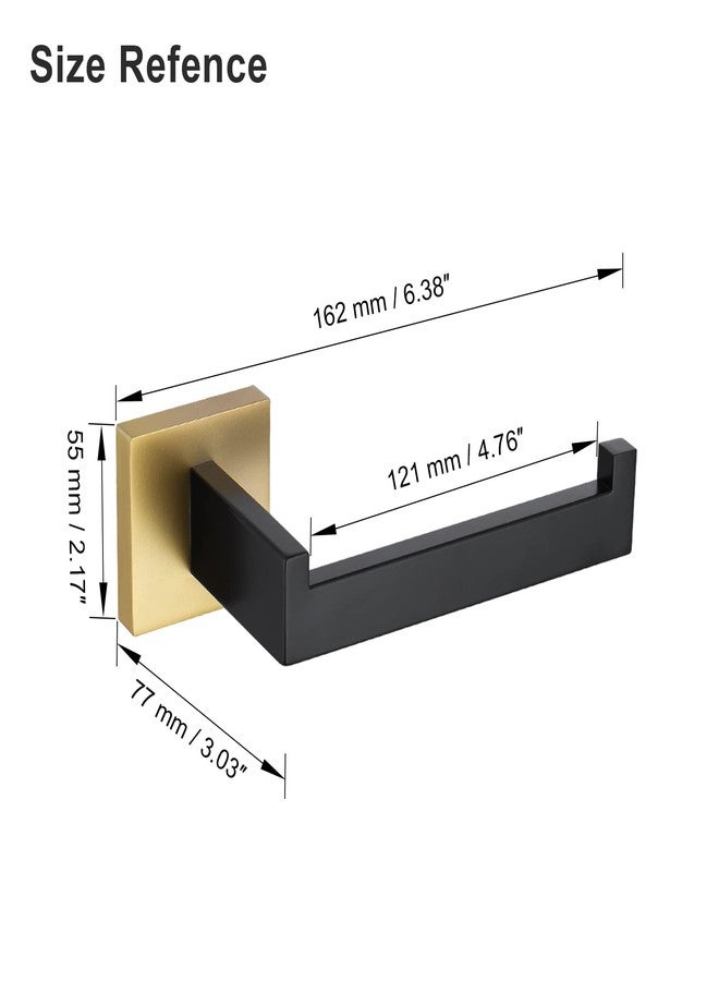 TNOMS Toilet Paper Holder Wall Mount Toilet Paper Roll Holder Stainless Steel Black&Gold - Image 2