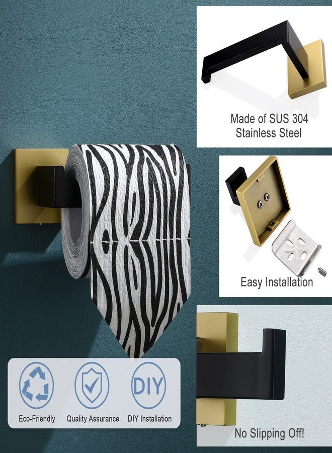 TNOMS Toilet Paper Holder Wall Mount Toilet Paper Roll Holder Stainless Steel Black&Gold - Image 3
