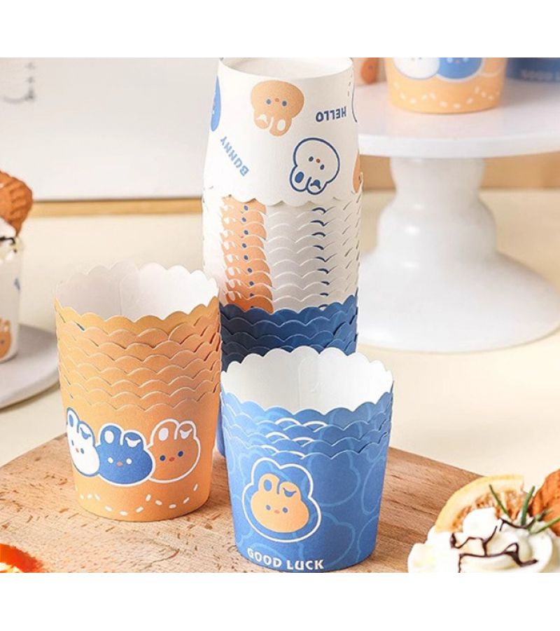 White Flanged Paper Cups 50 Pieces High Temperature Resistant Baking Muffin Cup - Image 1