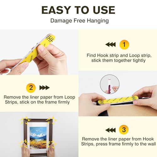 EMITEVER Picture Hanging Strips Heavy Duty, Damage Free Picture Hangers for Walls, Picture Hanging Kit, Hanging Hooks Without Nails, Medium Adhesive Wall Strips for Poster Sticky 20-Pairs (40 Strips) - Image 5