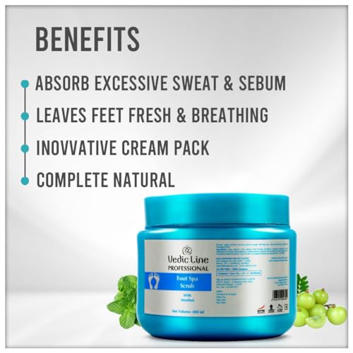 Vedic Line Vedicline Foot Spa Scrub Cleanses Dirt And Impurities, For Cracked Heel With Eucalyptus oil,Walnut Shell Powder, For Soft Heel, 400ml - Image 3