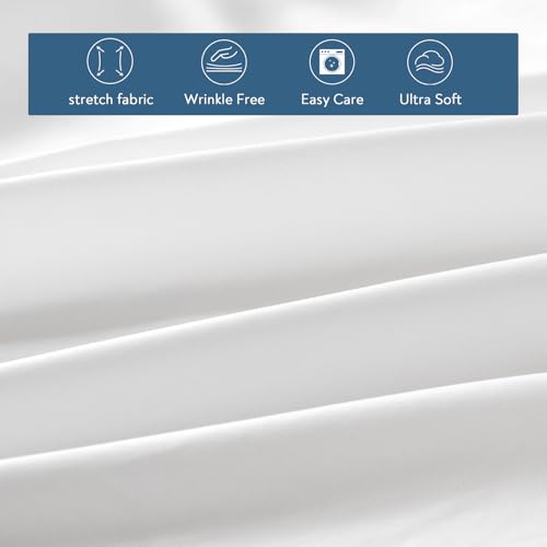 Magik & Kover Box Spring Cover Queen Size - Jersey Knit & Stretchy Wrap Around 4 Sides of The Box Spring, Alternative for Bed Skirt, Ultra Soft, Wrinkle & Fading Resistant, White - Image 2