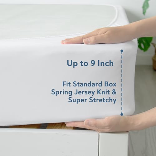 Magik & Kover Box Spring Cover Queen Size - Jersey Knit & Stretchy Wrap Around 4 Sides of The Box Spring, Alternative for Bed Skirt, Ultra Soft, Wrinkle & Fading Resistant, White - Image 4