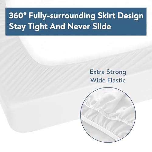 Magik & Kover Box Spring Cover Queen Size - Jersey Knit & Stretchy Wrap Around 4 Sides of The Box Spring, Alternative for Bed Skirt, Ultra Soft, Wrinkle & Fading Resistant, White - Image 3