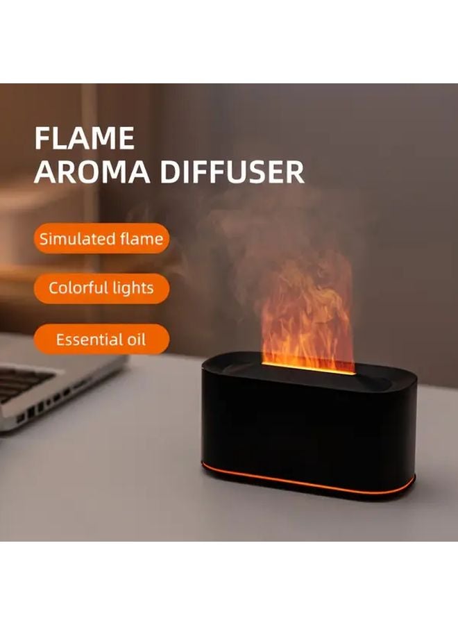 مُعطر جو USB من خشب الحبوب الداكن مع مرطب وضوء ليلي على شكل لهب للمنزل والمكتب - Image 1