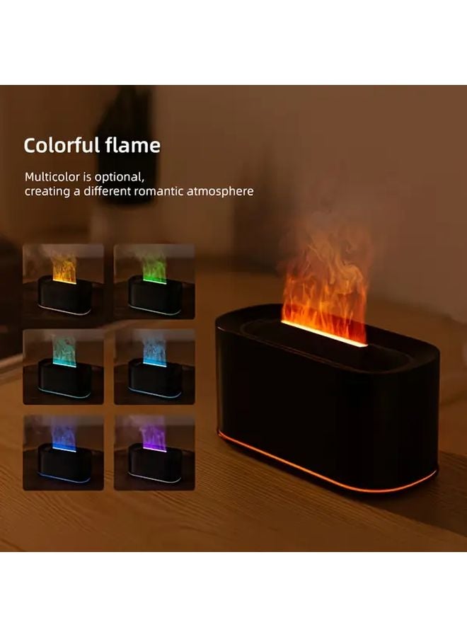 مُعطر جو USB من خشب الحبوب الداكن مع مرطب وضوء ليلي على شكل لهب للمنزل والمكتب - Image 4