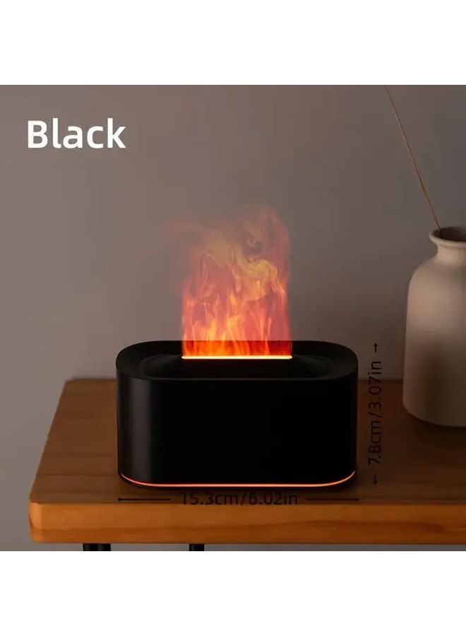 مُعطر جو USB من خشب الحبوب الداكن مع مرطب وضوء ليلي على شكل لهب للمنزل والمكتب - Image 3