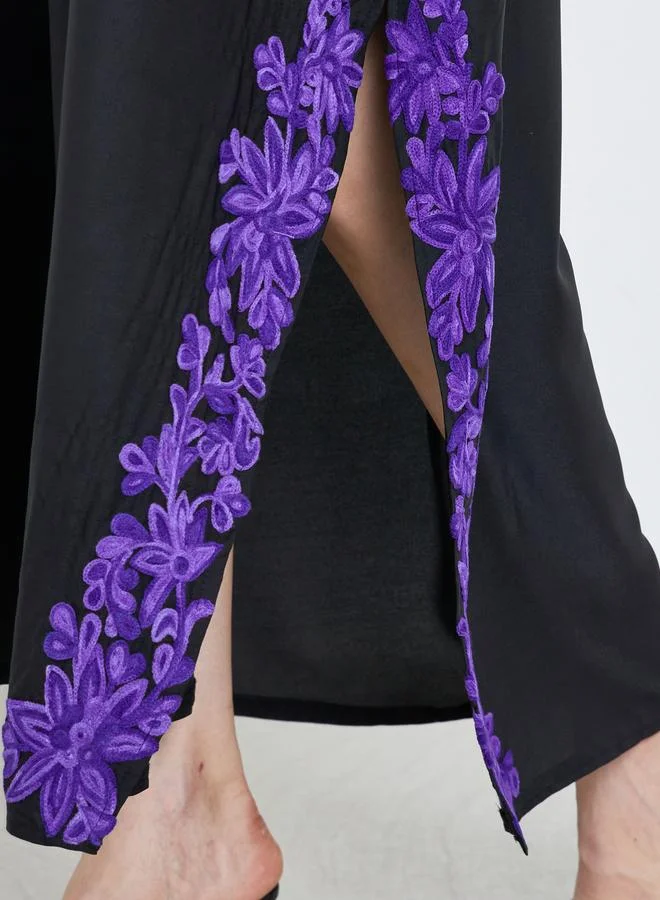 Take Two Take Two Black Lace Insert A-Line Abaya