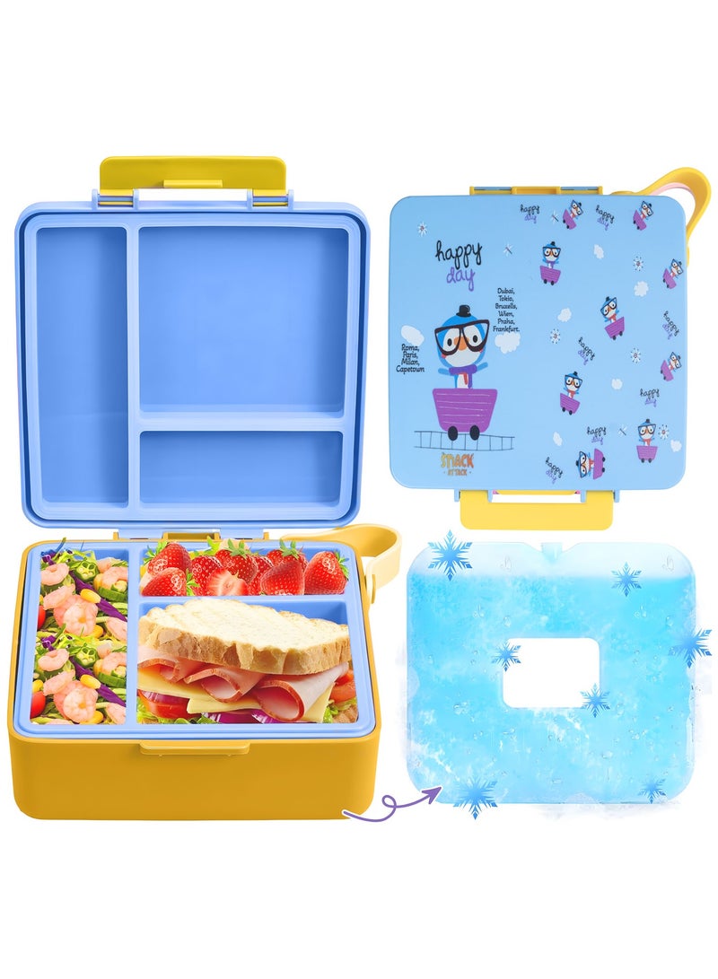 Snack attack Snack Attack Kids Bento Lunch Box with Ice Pack – Leakproof Convertible 3-5 Compartment Lunchbox with Silicone Seal – Food-Grade, BPA-Free – Penguin Design for School, Daycare, Travel Meals  - Image 1
