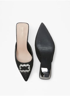 Flora Bella Women's Embellished Slip-On Mules with Flared Heels  - Image 4