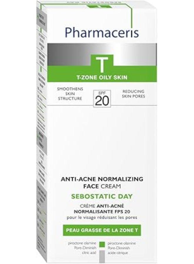 Pharmaceris T-Zone Anti‑Acne Normalizing Face Cream Sebostatic Day SPF 20, 50 Ml – Pore‑Diminish Formula For Oily Acne‑Prone Skin Matte Finish