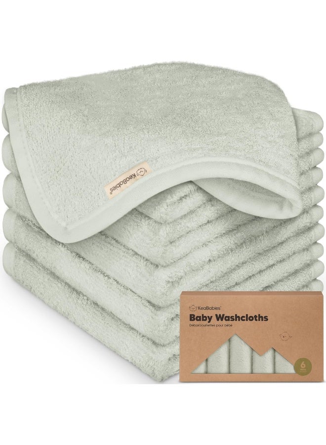 KeaBabies 6-Pack Organic Baby Washcloths â€“ Soft Bamboo Washcloth, Baby Wash Cloths, Baby Wash Cloth for Newborn, Kids, Baby Towels, Baby Bath Essentials, Face Towel, Face Cloths for Washing Face (Dove) - Image 1