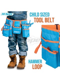 Hi-Spec 16Pc Blue Kids Tool Kit Set & Child Size Tool Belt. Real Metal Hand Tools For Diy Building, Woodwork & Construction Learning Tool Kit For Kids  - Image 3