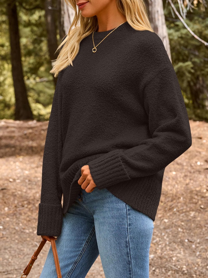 LILLUSORY Oversized Sweater Womens 2026 Fall Fashion Outfits Pullover Long Tunic Old Money Winter Cozy Clothes Cute Crewneck Trendy Knit Chunky Warm Knitted Ladies Top Mauve - Image 3
