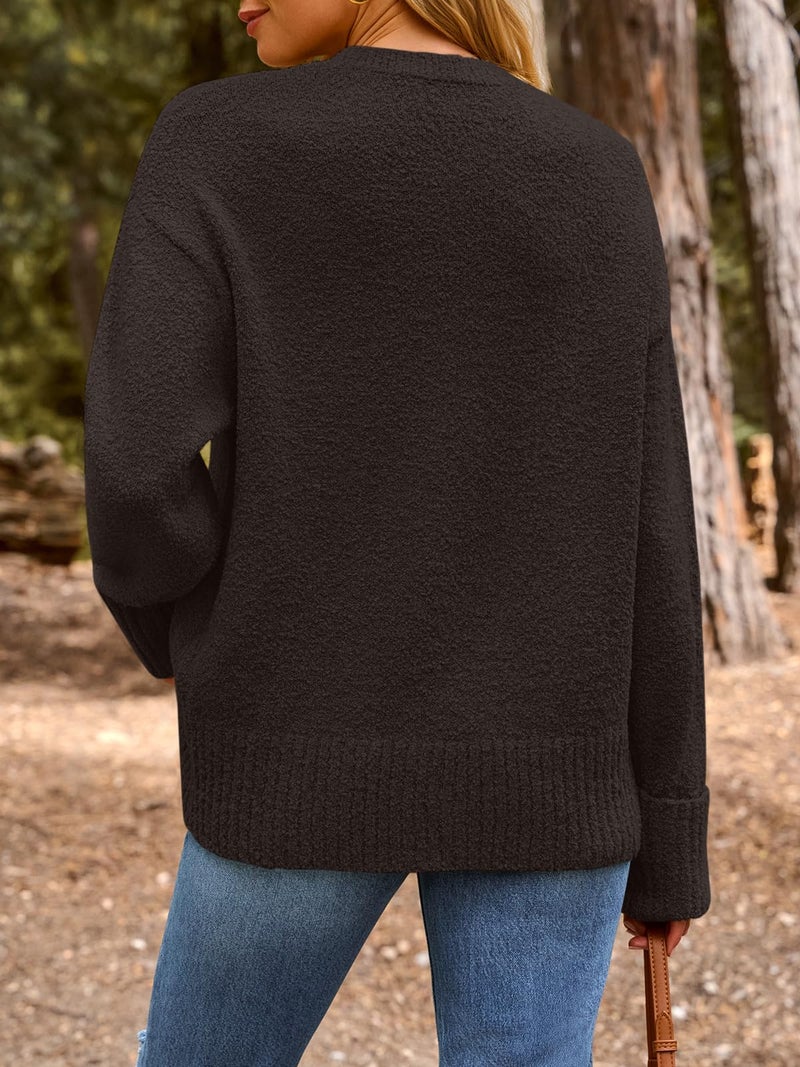 LILLUSORY Oversized Sweater Womens 2026 Fall Fashion Outfits Pullover Long Tunic Old Money Winter Cozy Clothes Cute Crewneck Trendy Knit Chunky Warm Knitted Ladies Top Mauve - Image 4