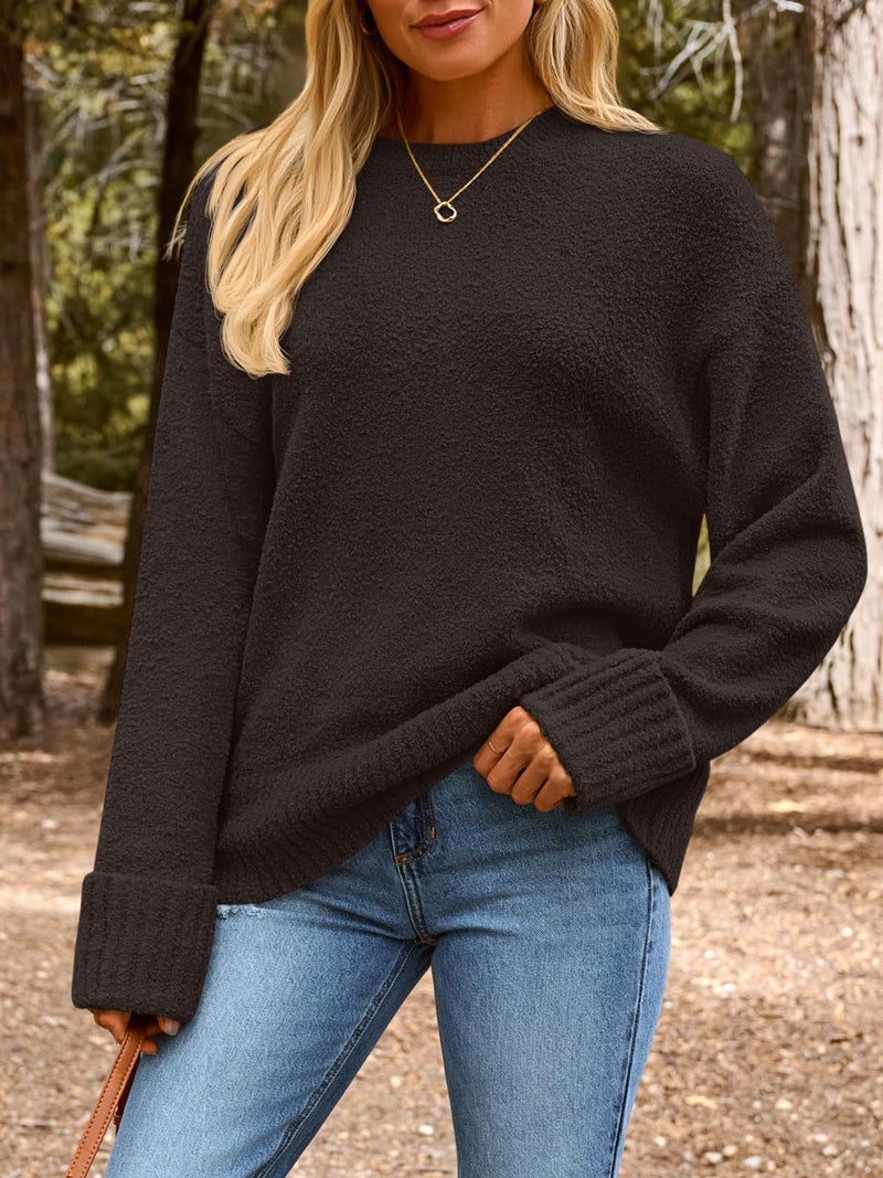 LILLUSORY Oversized Sweater Womens 2026 Fall Fashion Outfits Pullover Long Tunic Old Money Winter Cozy Clothes Cute Crewneck Trendy Knit Chunky Warm Knitted Ladies Top Mauve - Image 2