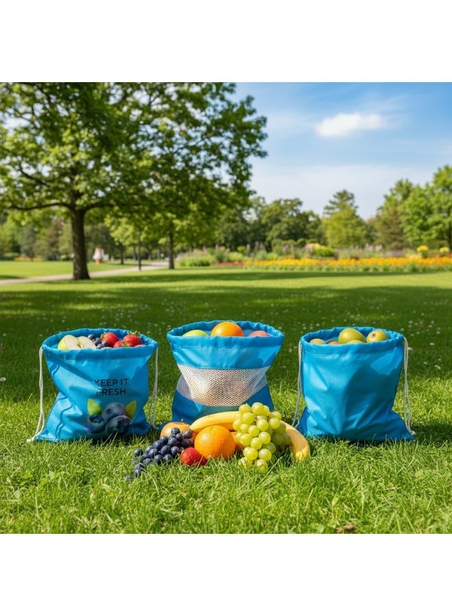 كليز أكياس كليز القابلة لإعادة الاستخدام لحفظ الفواكه والخضراوات والأعشاب طازجة | أكياس تخزين جيدة التهوية للفواكه والخضراوات والأعشاب | أكياس تسوق صديقة للبيئة، قابلة للغسل، ومُرمّزة بالألوان، مناسبة للثلاجة أو خزانة المؤن - Image 2